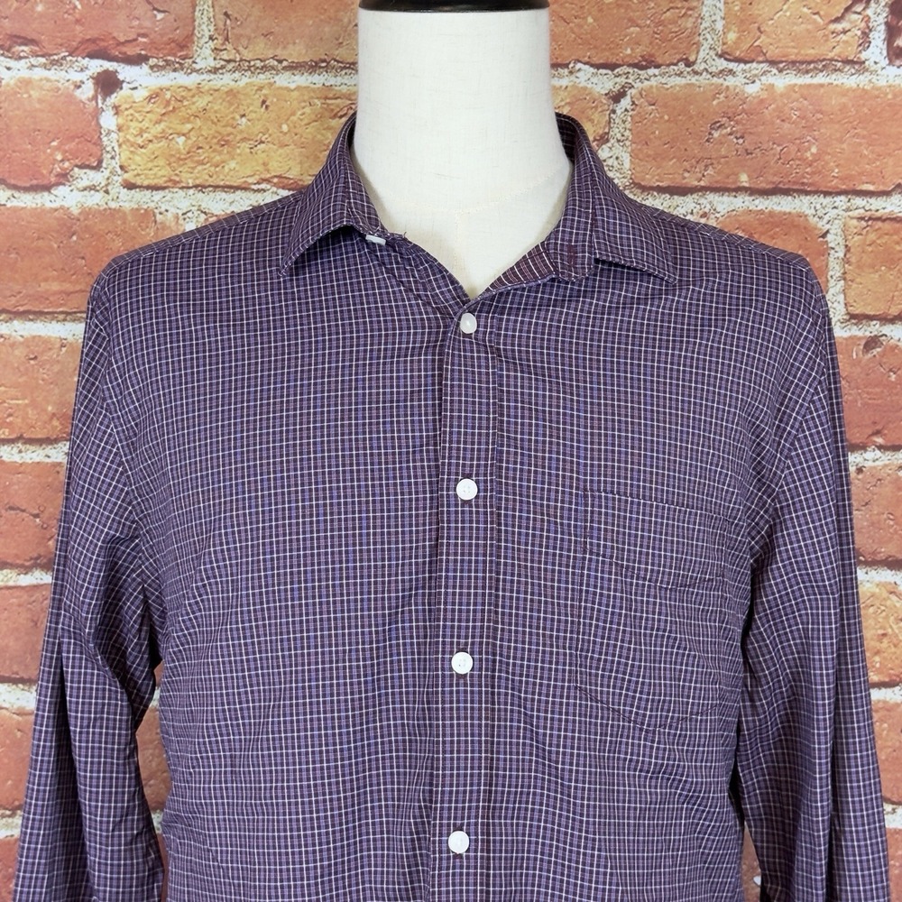 UNTUCKit Slim Fit Plaid Long Sleeve Button Down Shirt Men's XL Nylon Casual - Picture 2 of 11